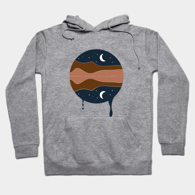 Minimal melting art with moon light and river Hoodie by KaVi